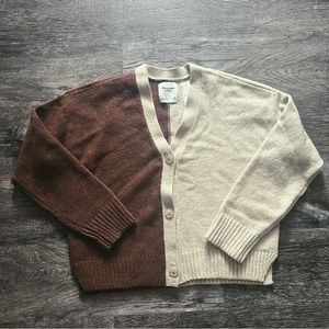 NWT Spliced Short Boxy Colorblock Cardigan